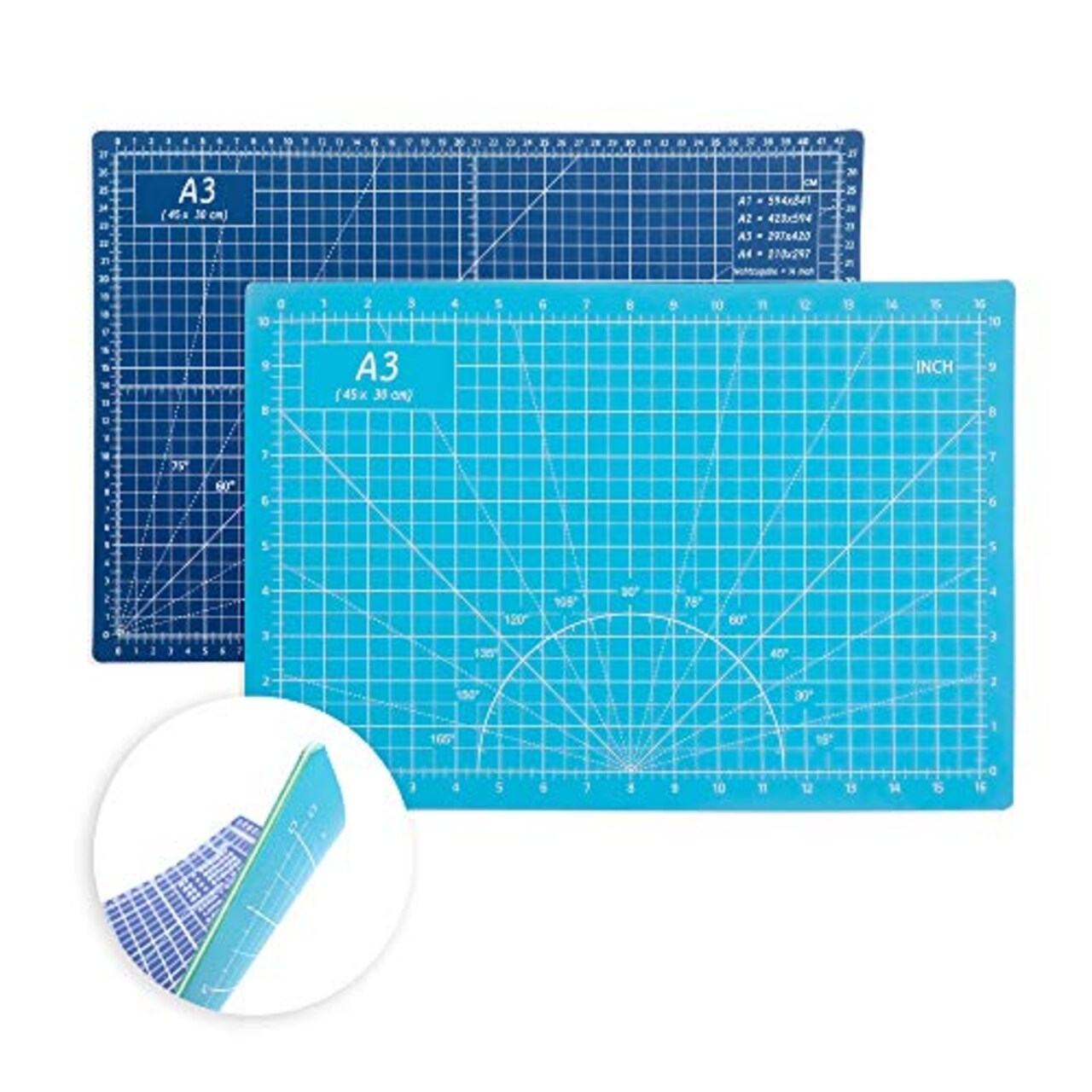AIRGAME Self Healing Cutting Mat 18x12 Non-Slip PVC Double Sided 5-Ply A3  Art Craft Rotating Mat,Sewing Crafts Hobby Fabric Precision Scrapbooking  Project(Blue/Light blue)